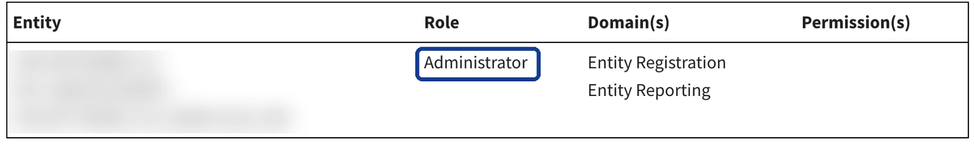 The My Roles table listing a company with the Administrator role highlighted.